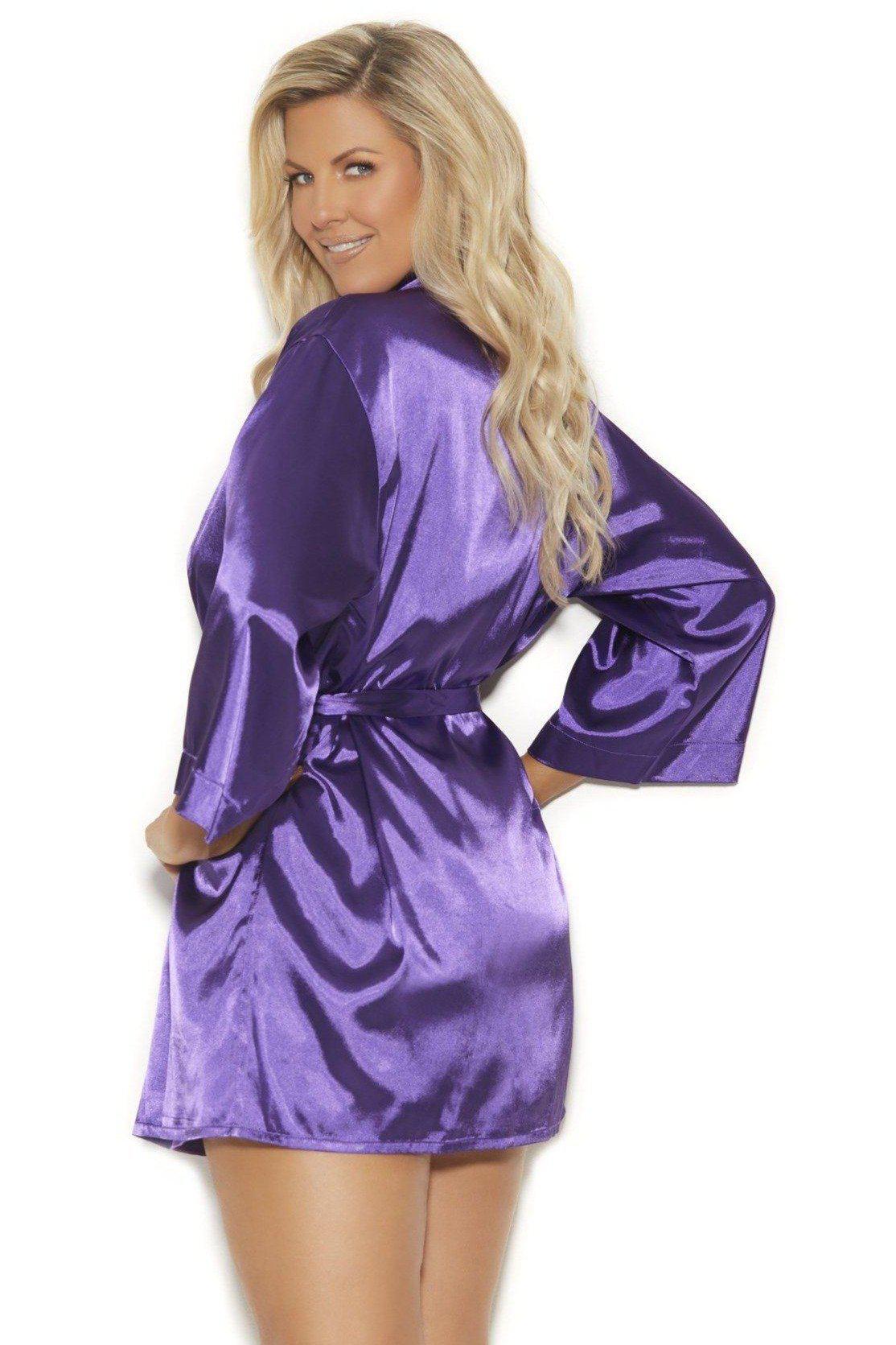 Plus Size Charmuse Belted Kimono Robe