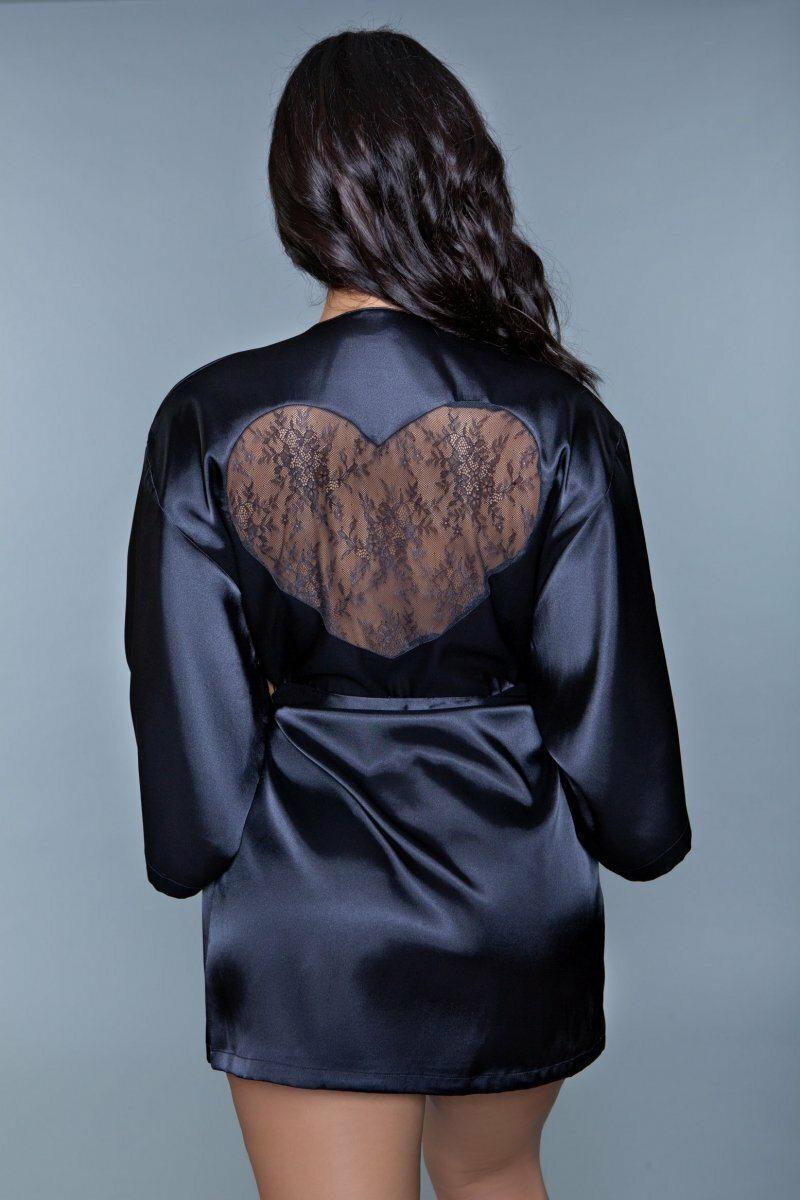 Lace Heart Satin Robe