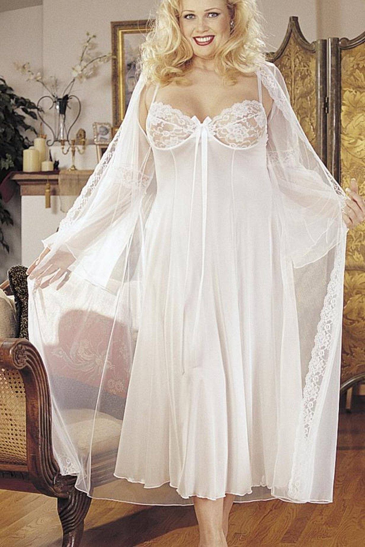 Full Length Bedroom Gown Set | Plus Size