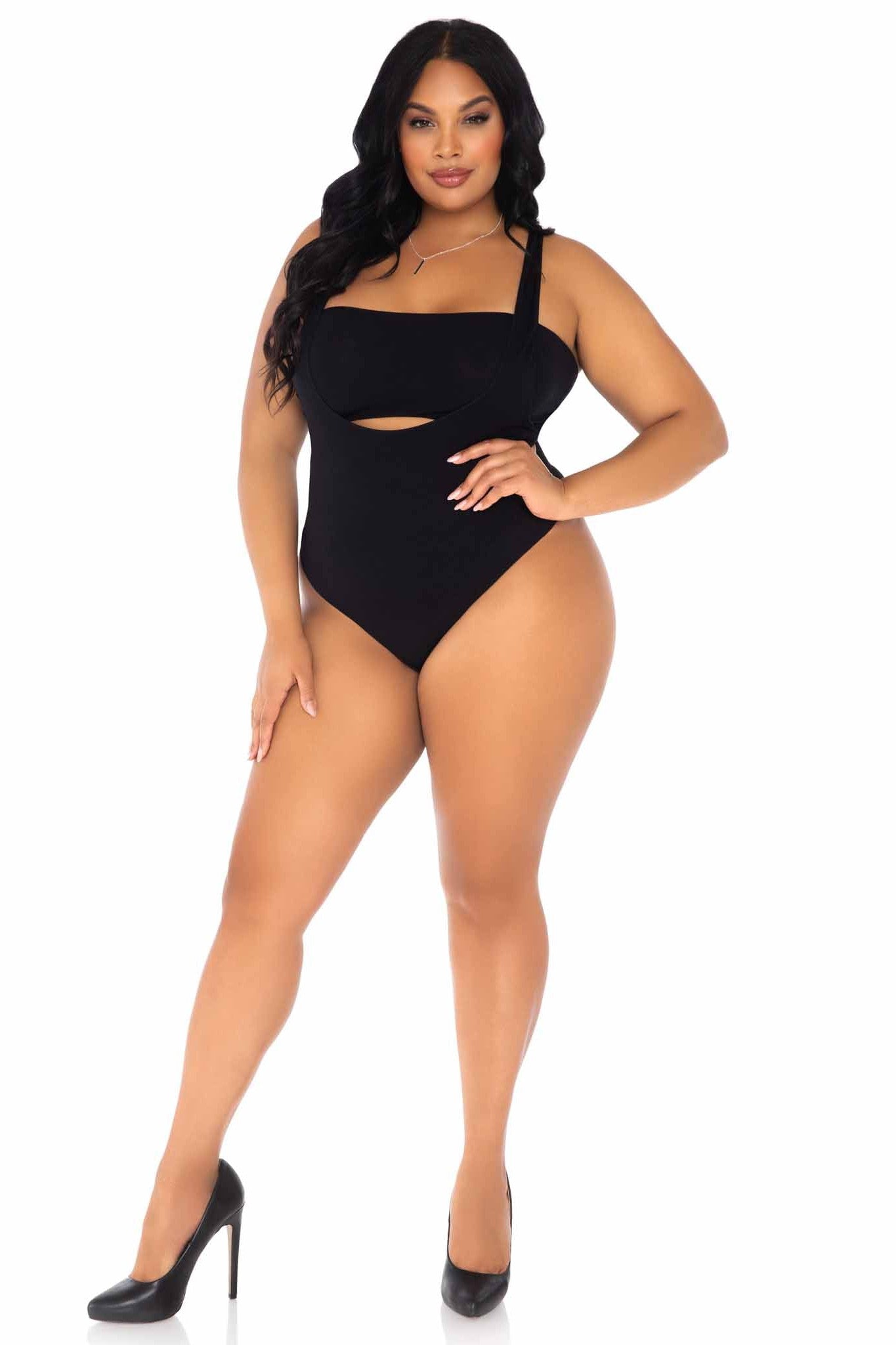 Plus Size 2 Piece Opaque Bandeau & Suspender Bodysuit