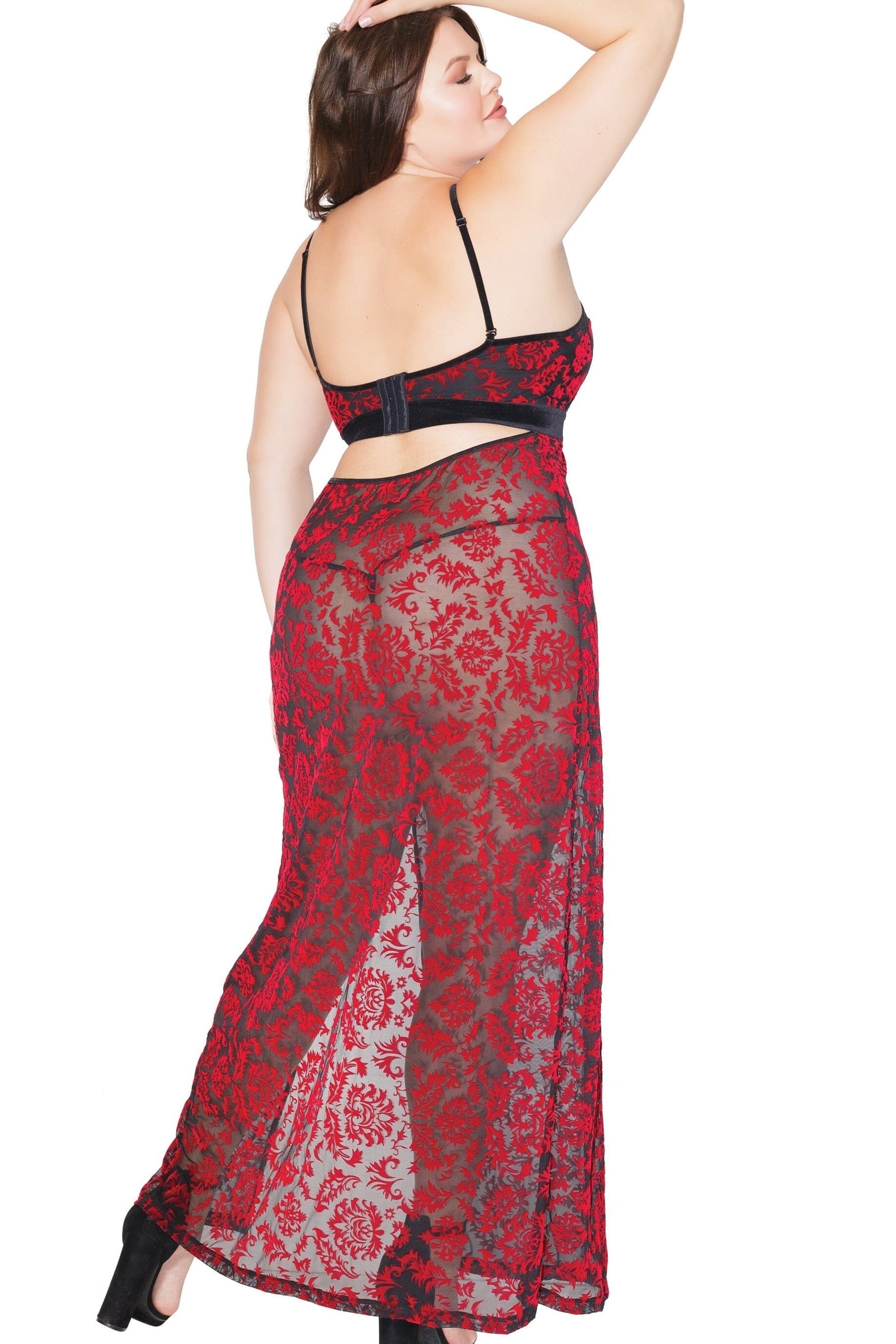 Velvet Halter Gown With High Side Slit | Plus Size