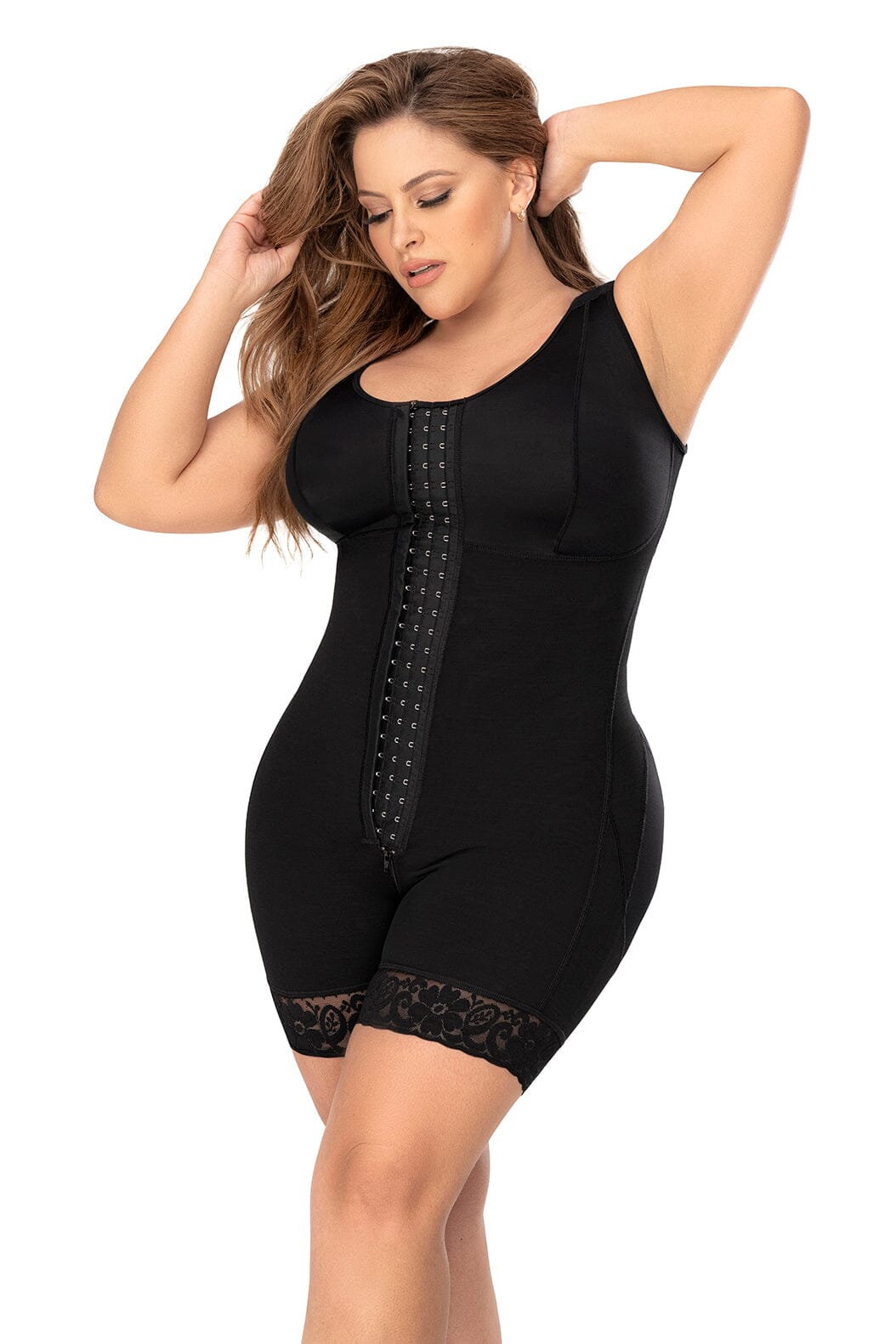 Cross Back Support Mid Length Shapewear with Bra