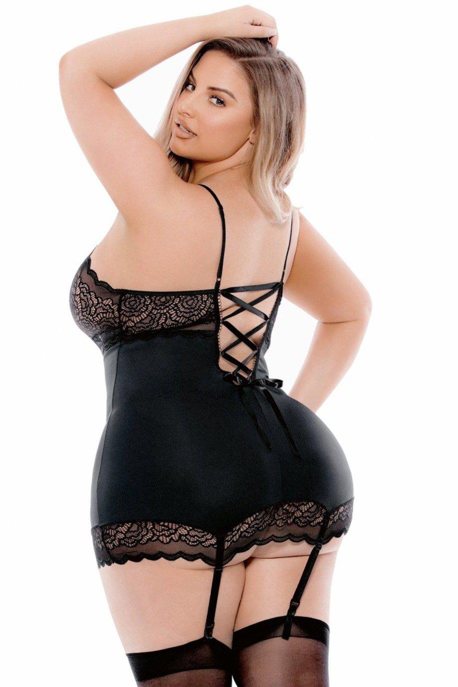 Plus Size Bustier with Stockings