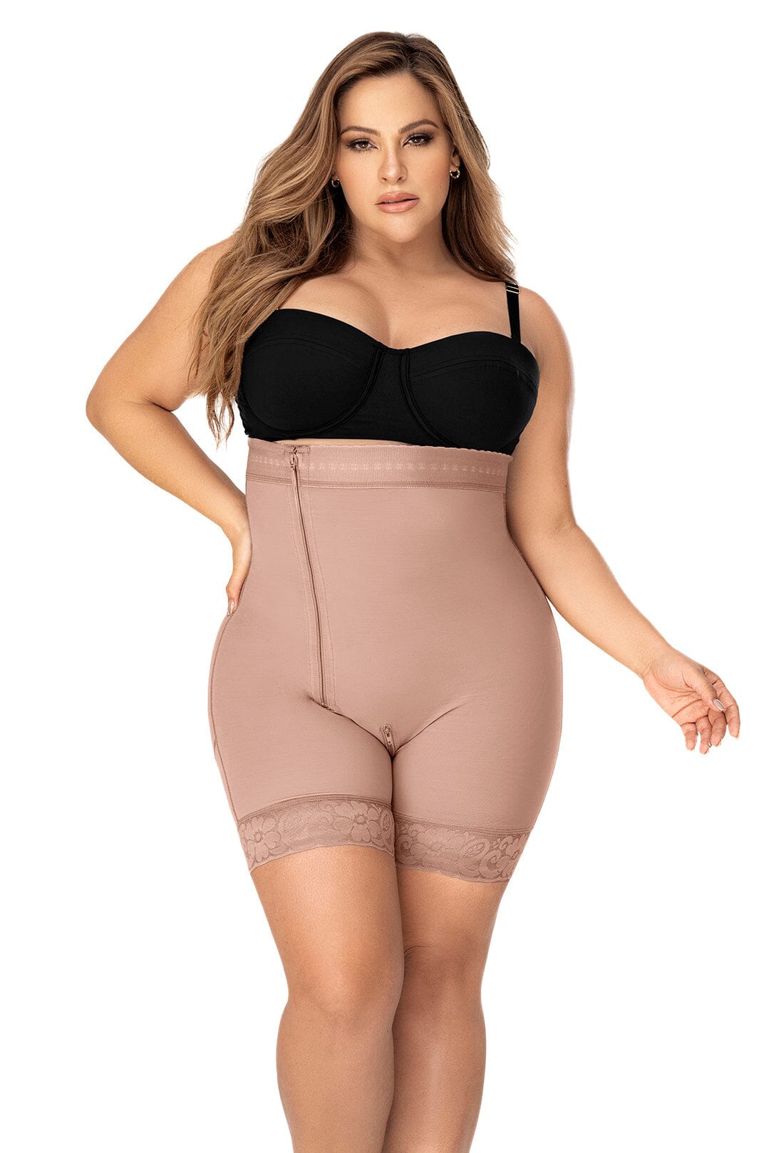 Mid Leg Strapless Zip-Up Shapewear