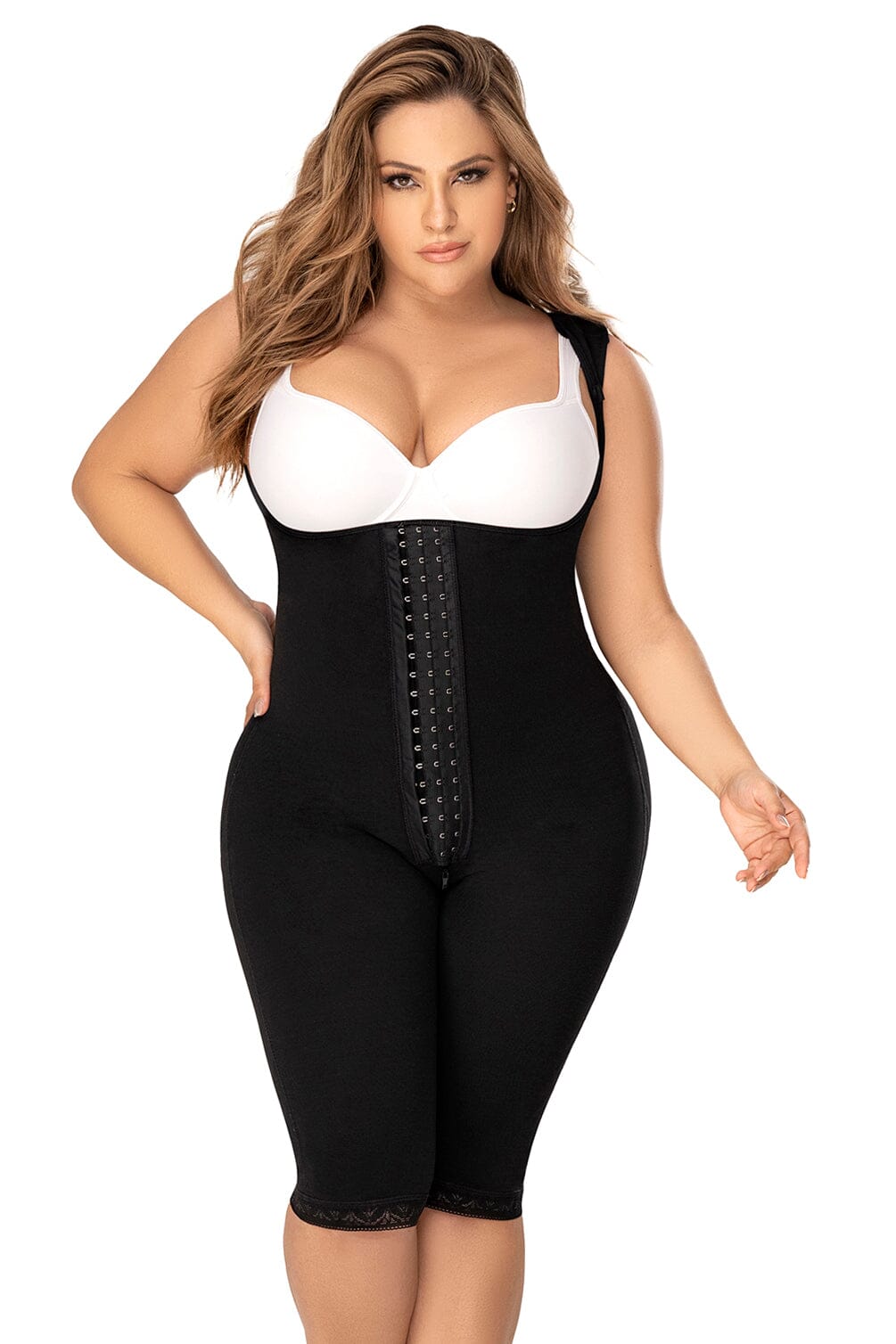 Cross Back Support Knee Length Shapewear