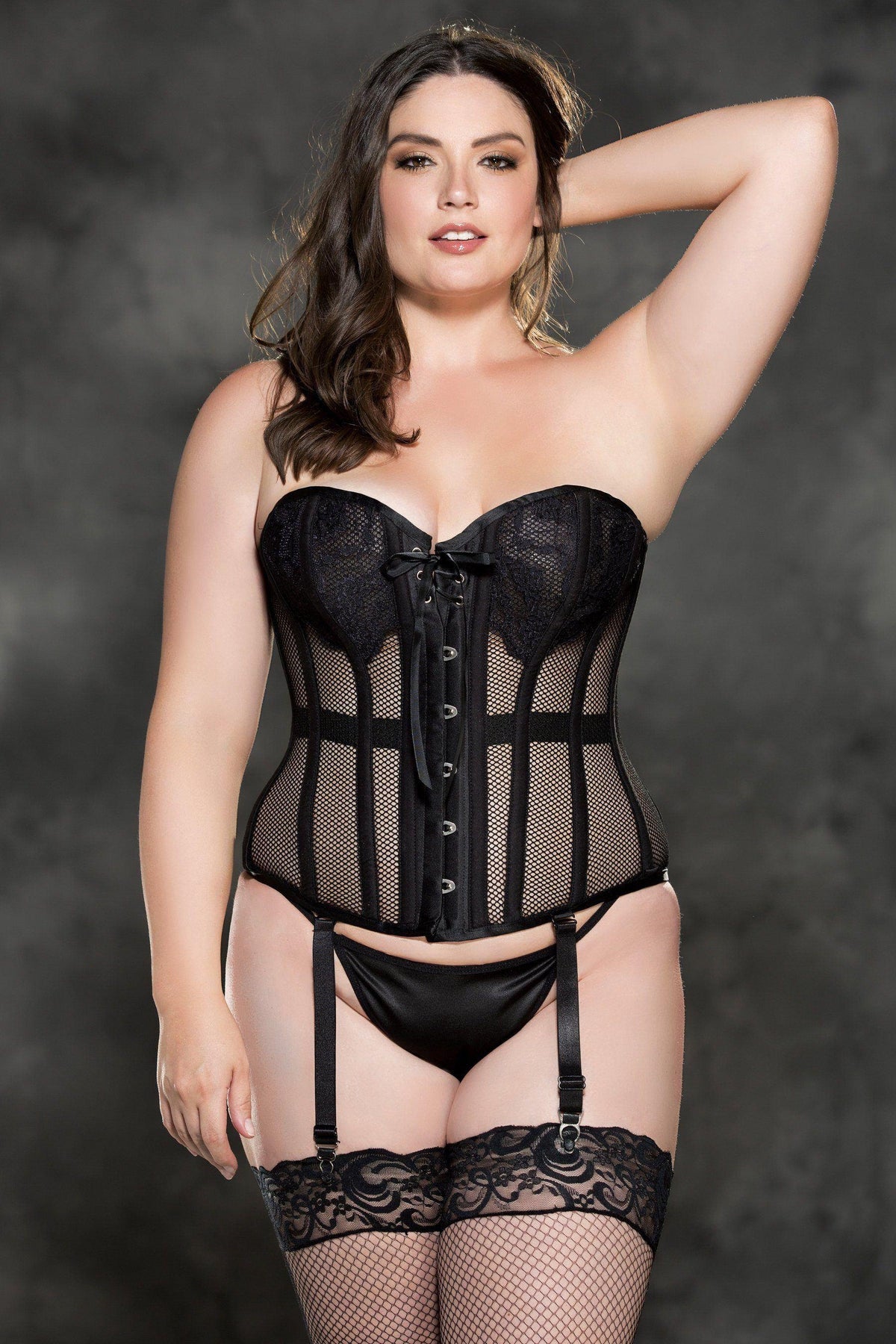 Plus Size Fishnet Corset