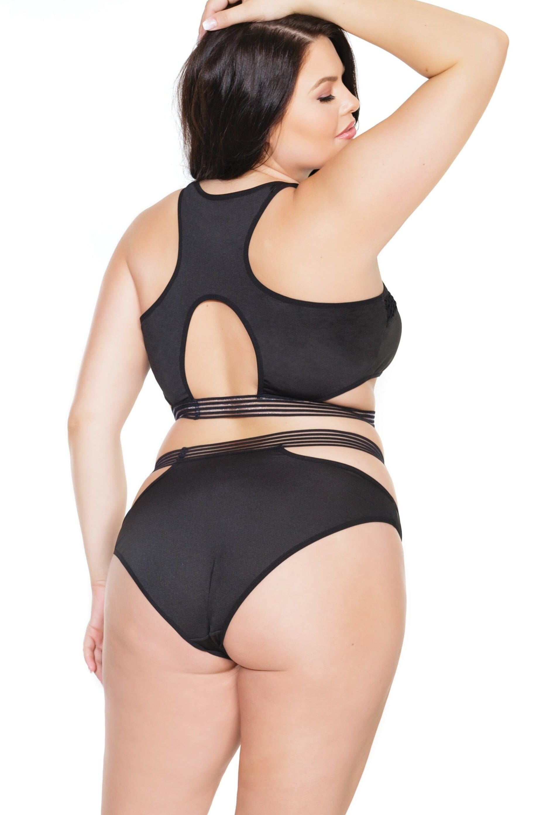 Fence Net Crop Top With Panty Set | Plus Size