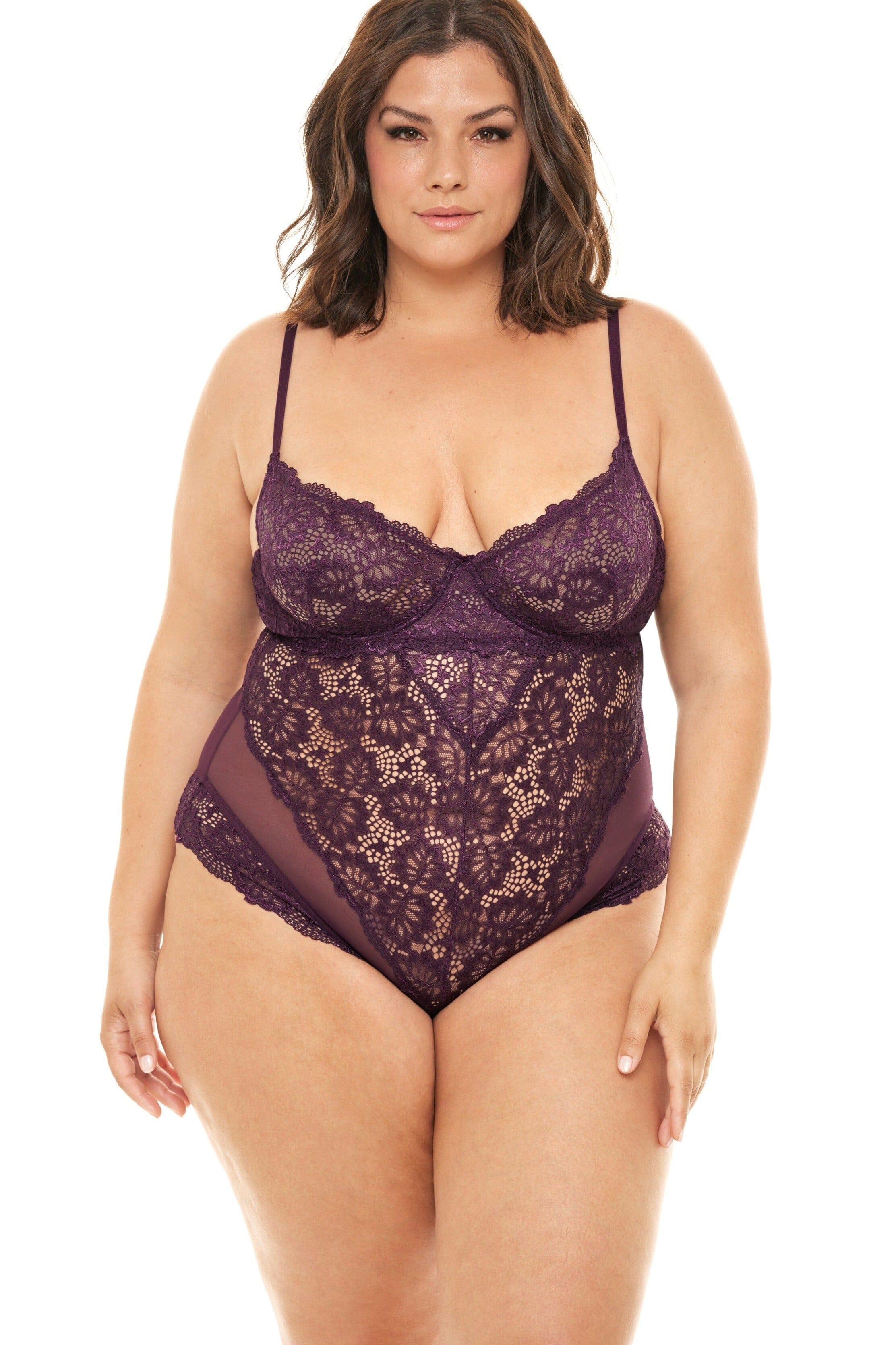 Plus Size Unlined Underwire Lace Teddy