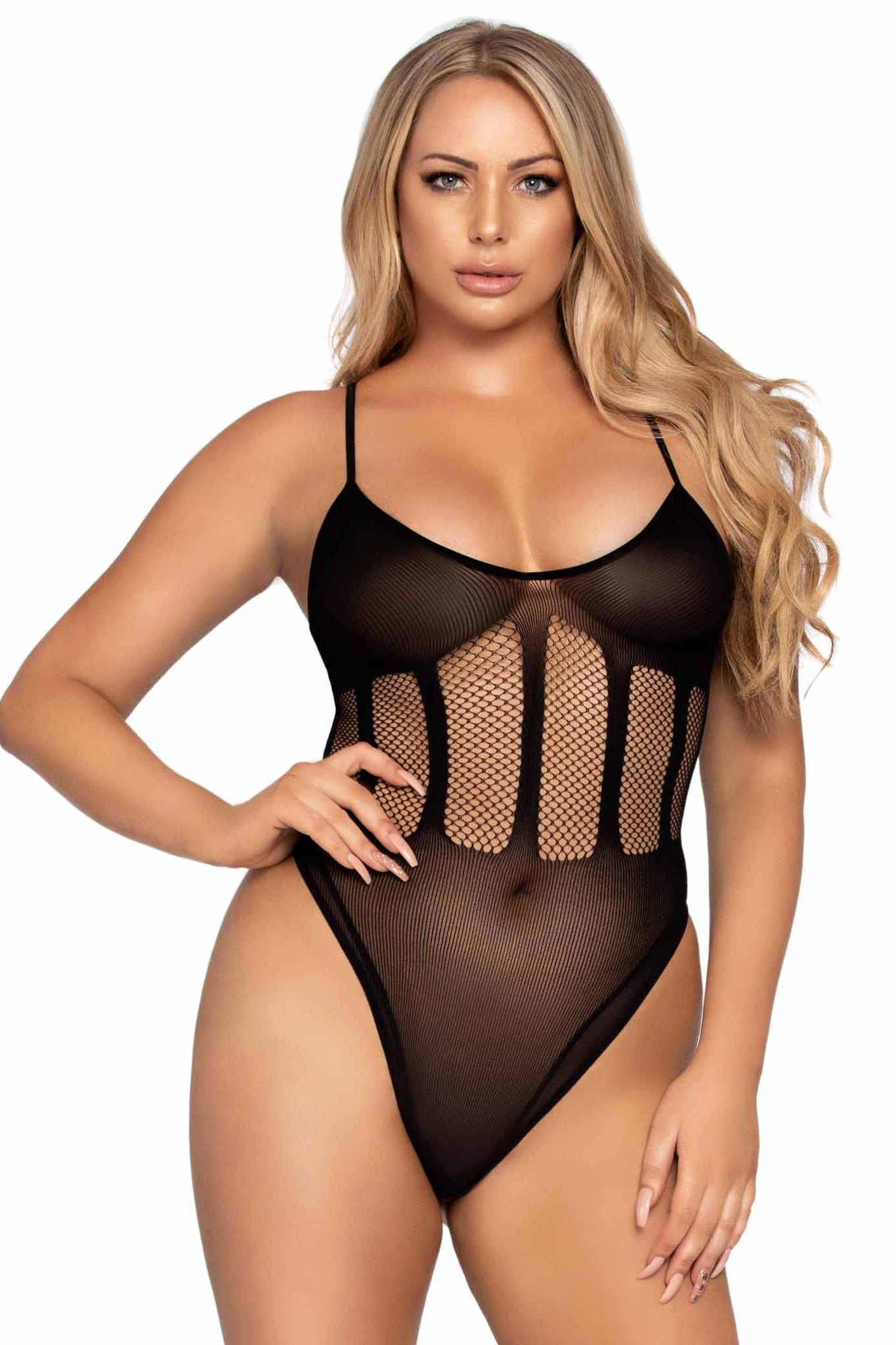 2 Piece Net & Opaque Bodysuit & Matching Skirt