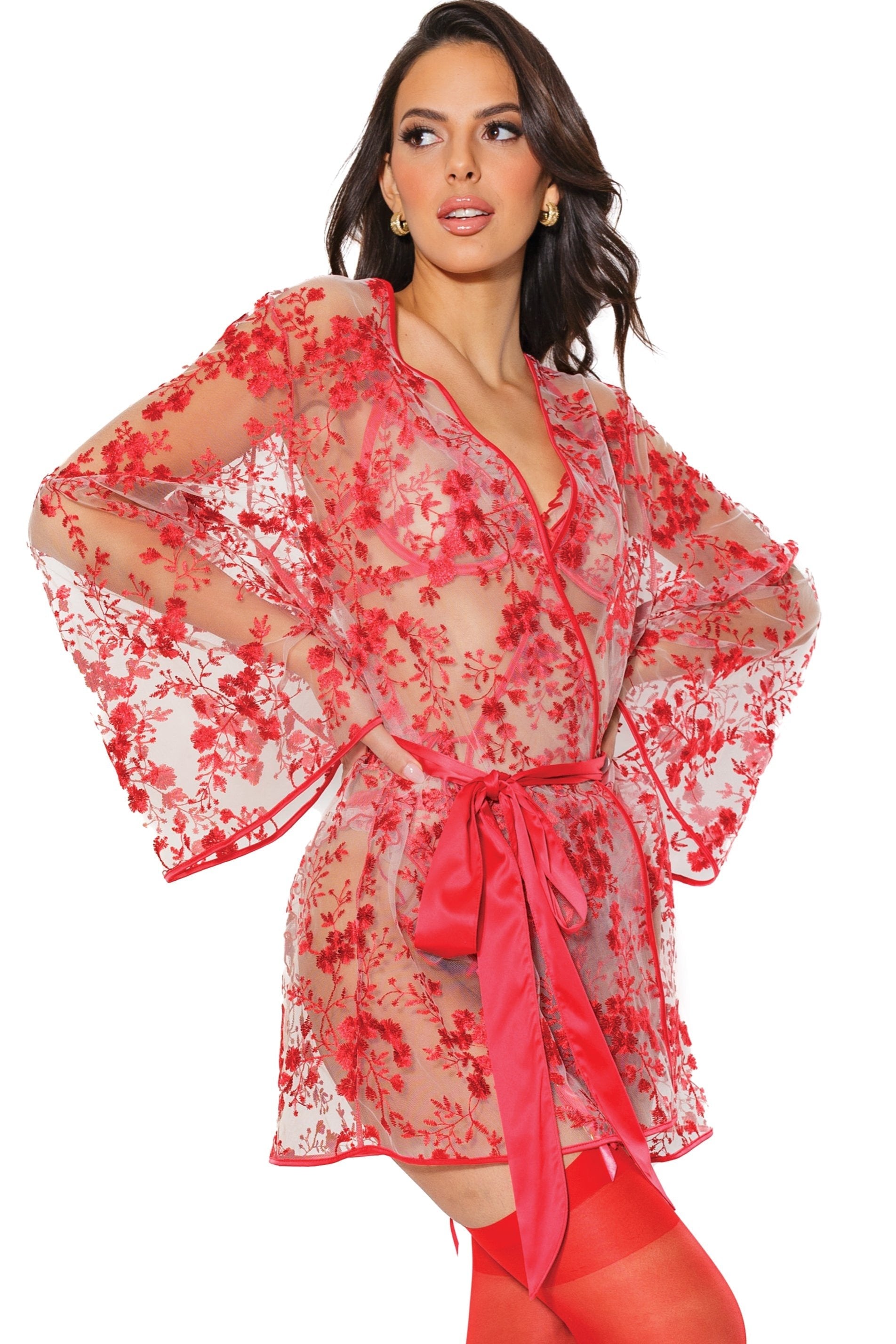 Floral Tulle Robe