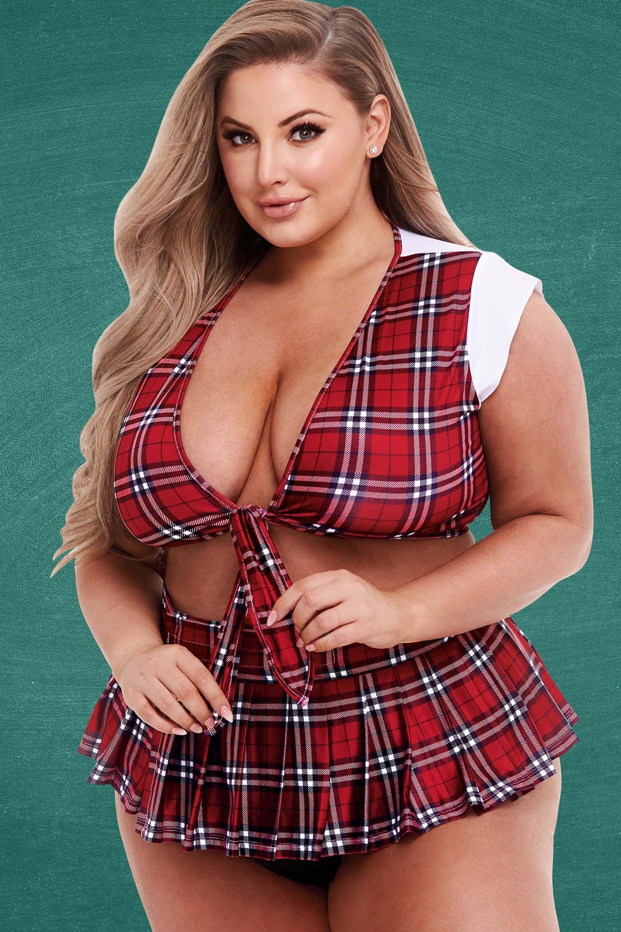 Schoolgirl Crop Top & Skirt Set