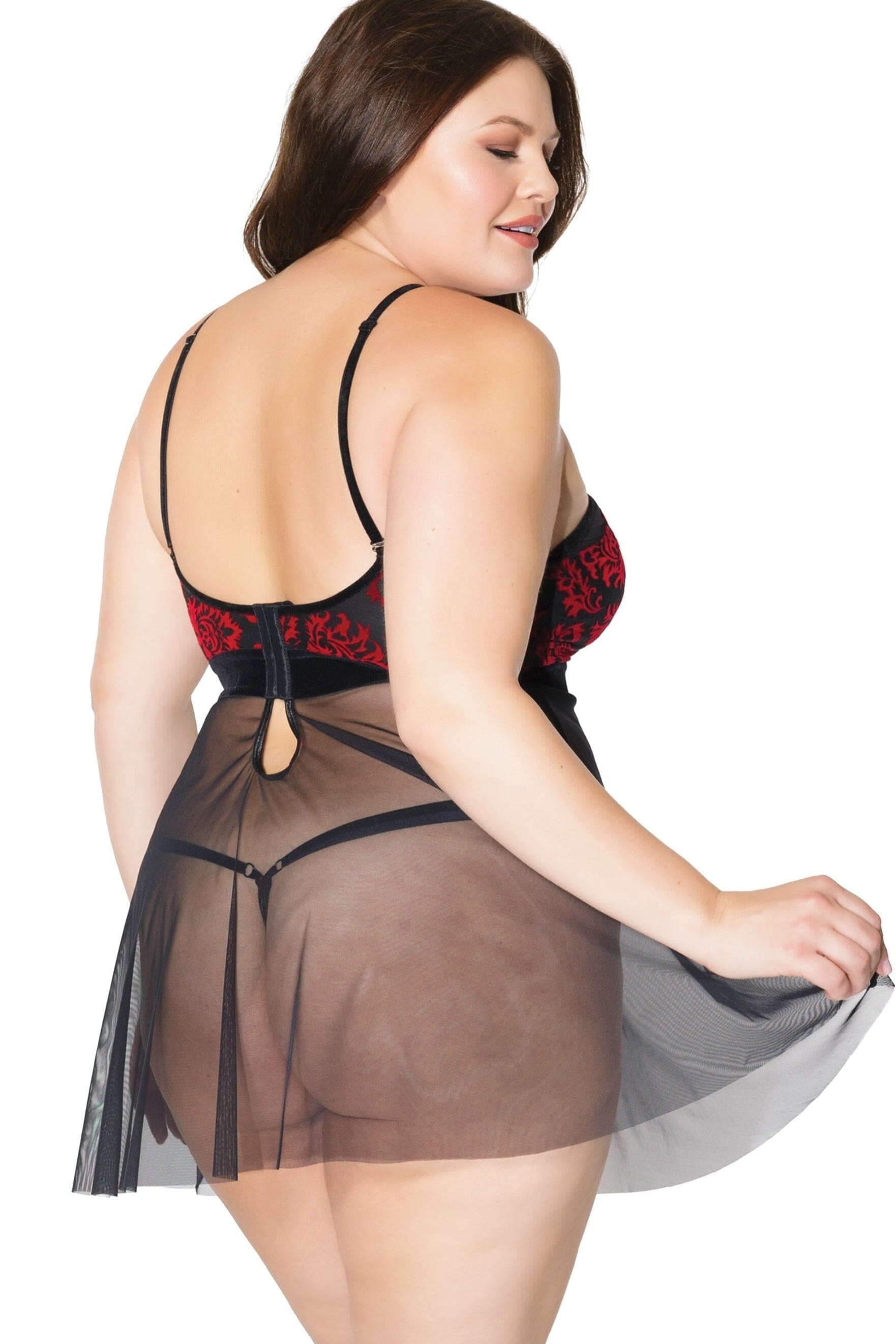 Velvet Halter Babydoll With Cut-Outs | Plus Size