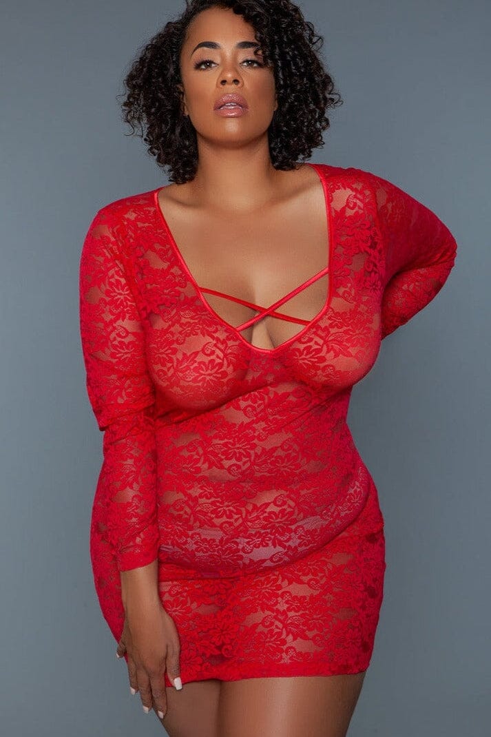 Red Long Sleeved Chemise | Plus Size