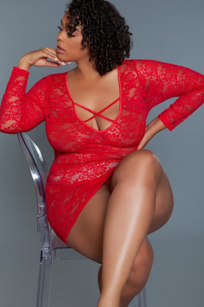 Red Long Sleeved Chemise | Plus Size