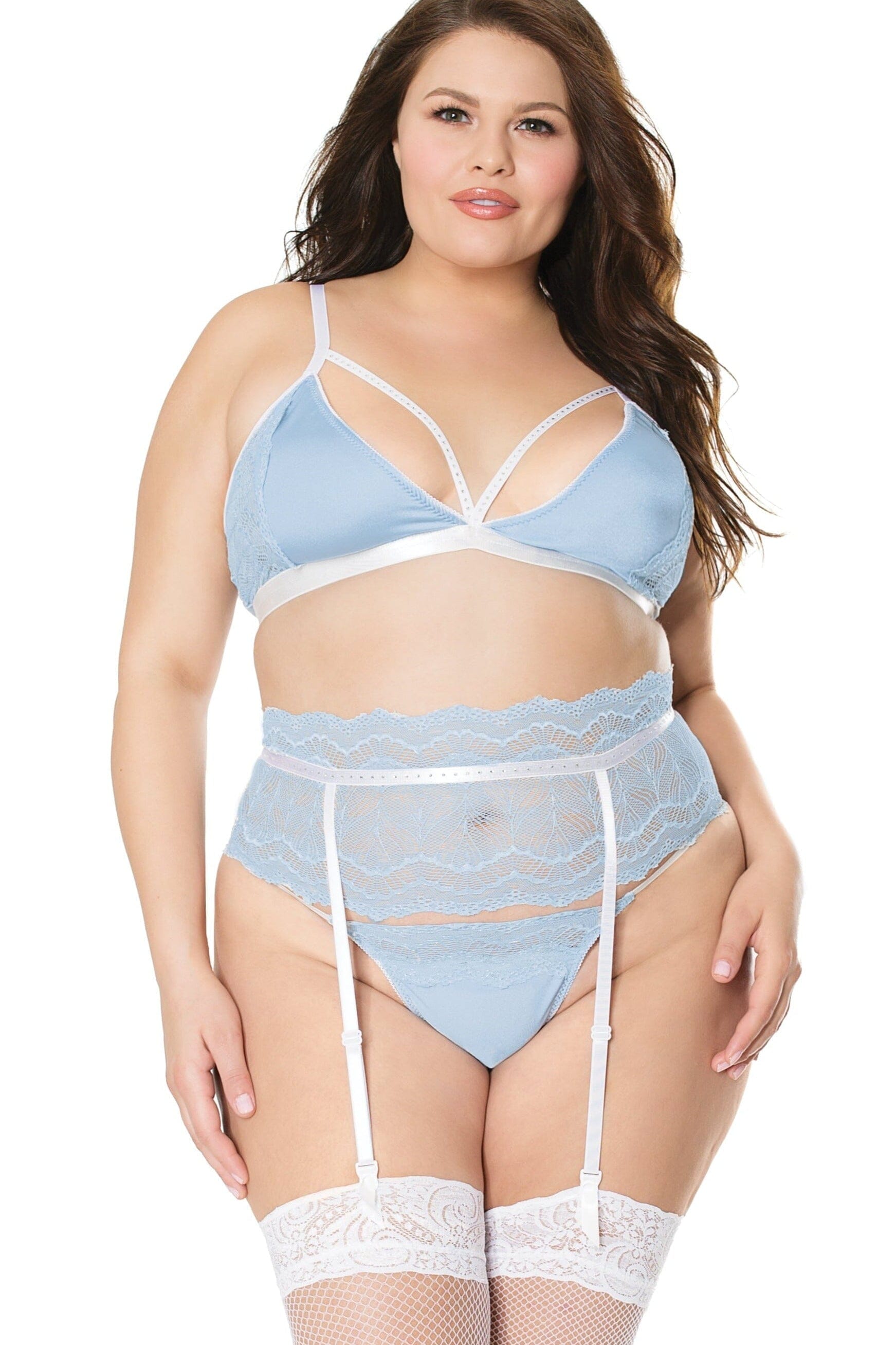 Scallop Lace Mesh Bralette Set | Plus Size