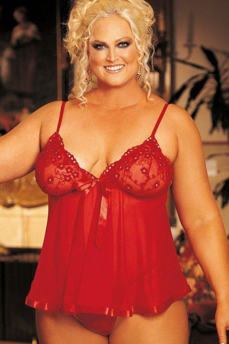 Plus Size Sequin Embroidery Babydoll