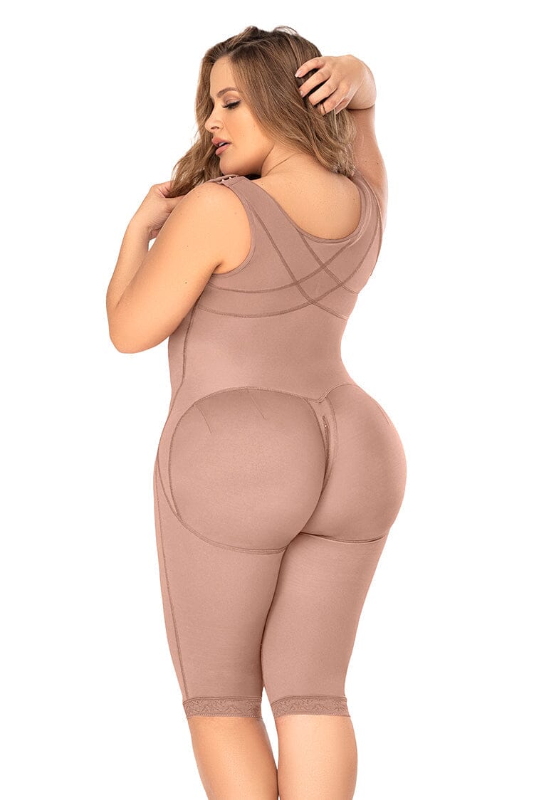 Cross Back Support Knee Length Shapewear