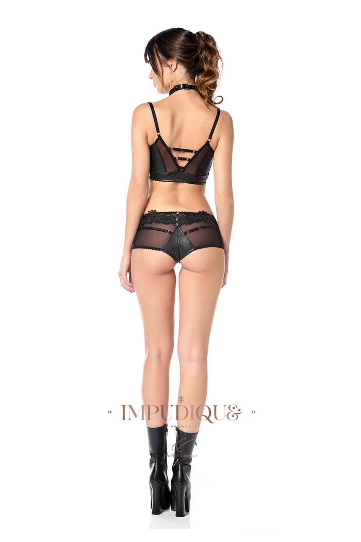 Pepper Shorty | Black Mesh & Leatherette