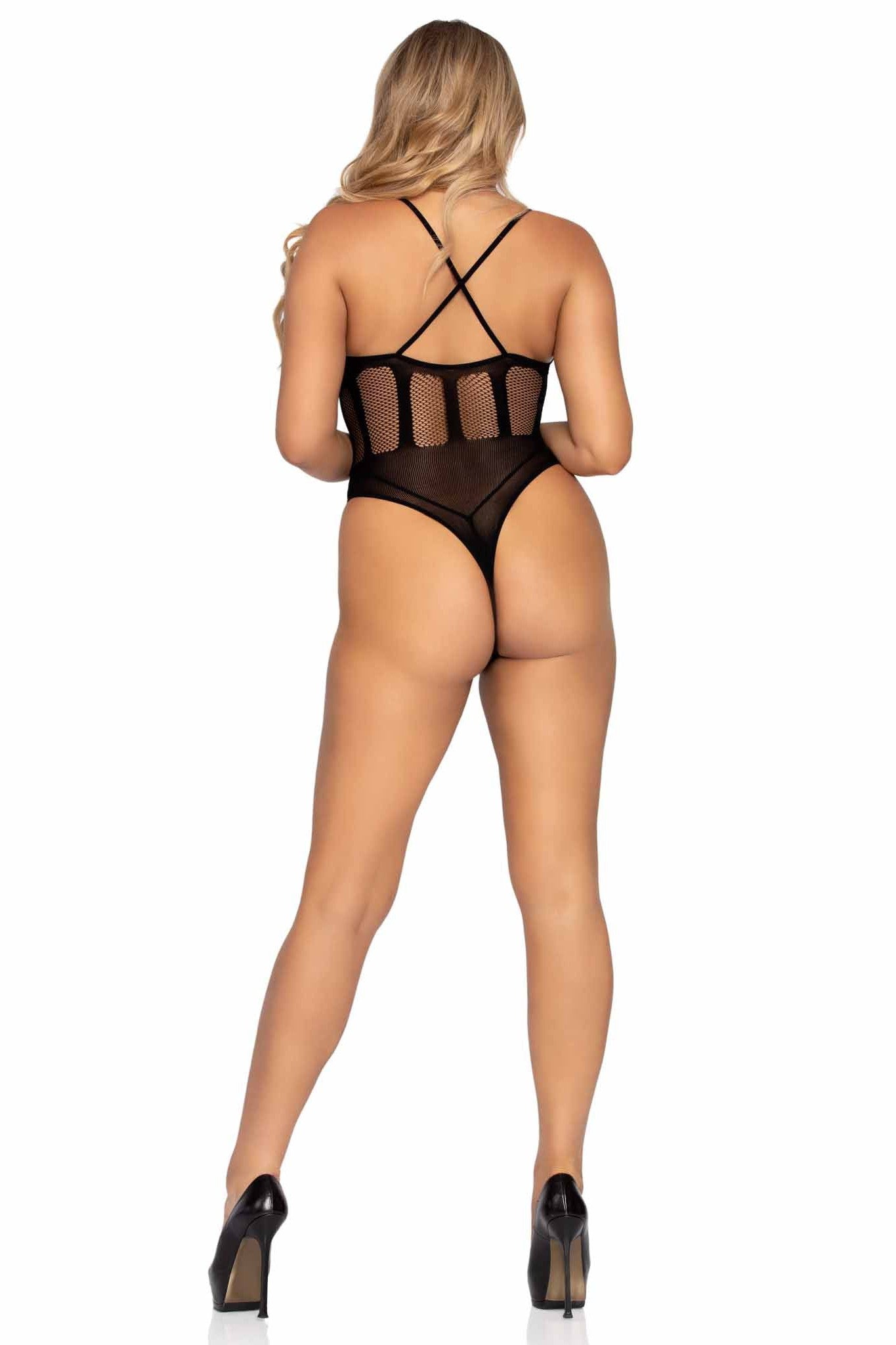 2 Piece Net & Opaque Bodysuit & Matching Skirt