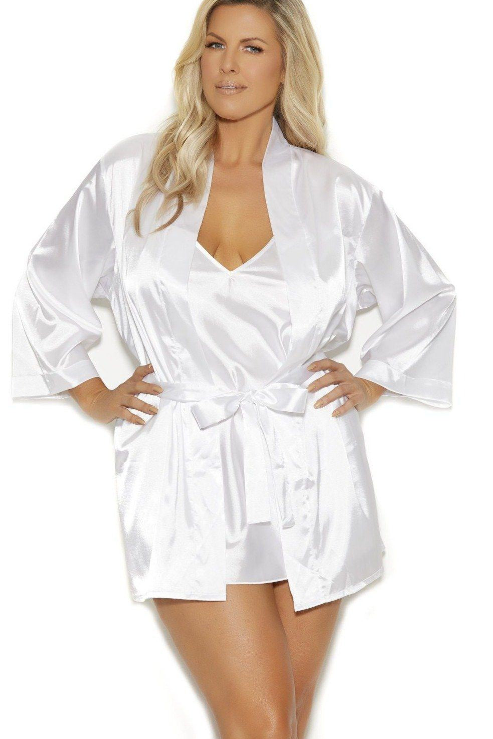 Plus Size Charmeuse Kimono Robe