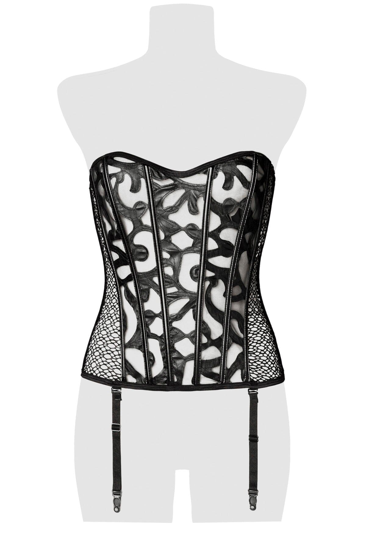 Boning Queen Anne Neckline Corset & Garter