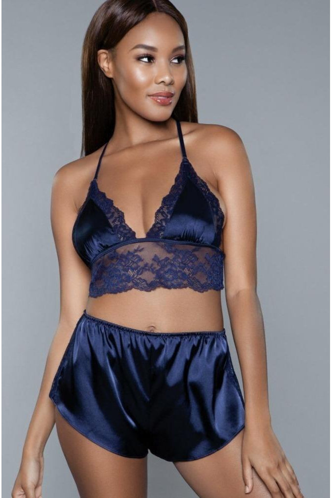 Lace Trim Satin Cami Set